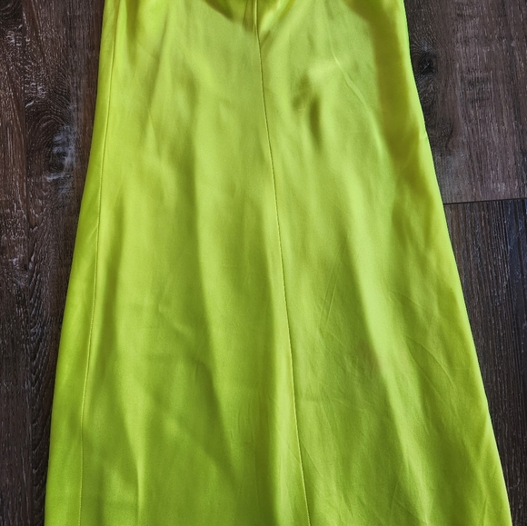 L'Agence Jodie V Neck Slip Dress in Chartreuse Yellow Silk Sleeveless 4 *Defect* - Picture 8 of 13